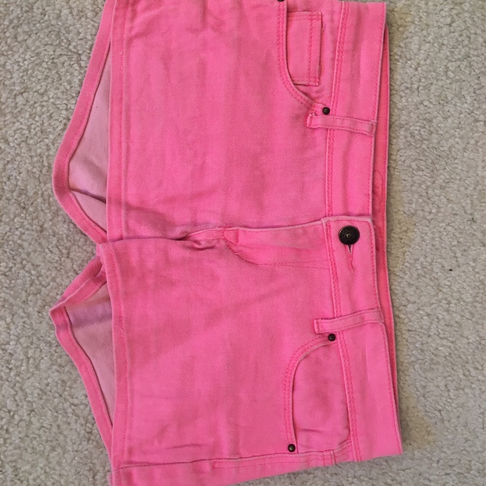 Neon pink jean shorts